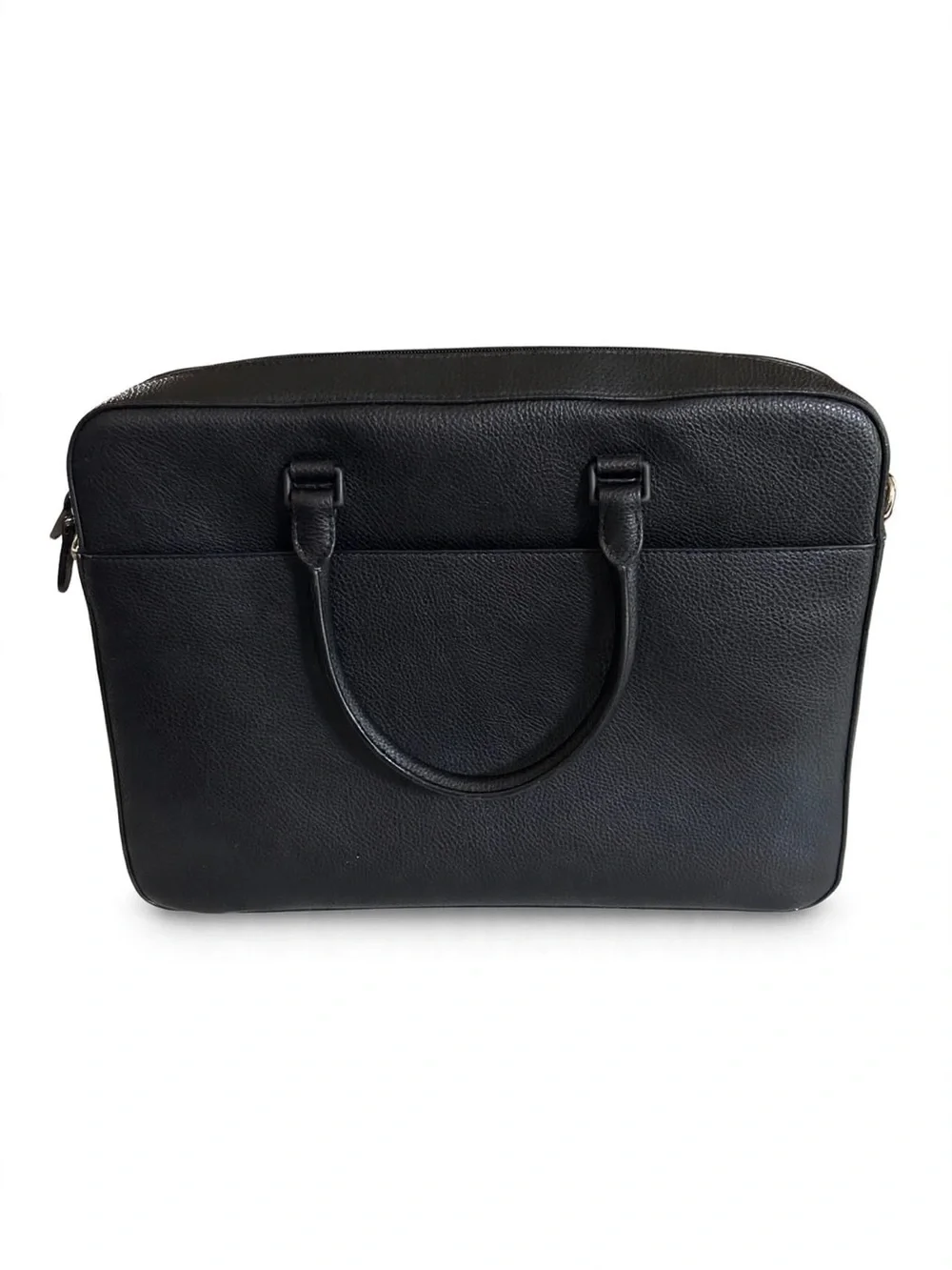 Michael Kors Black Pebbled Leather Briefcase with Silver Hardware